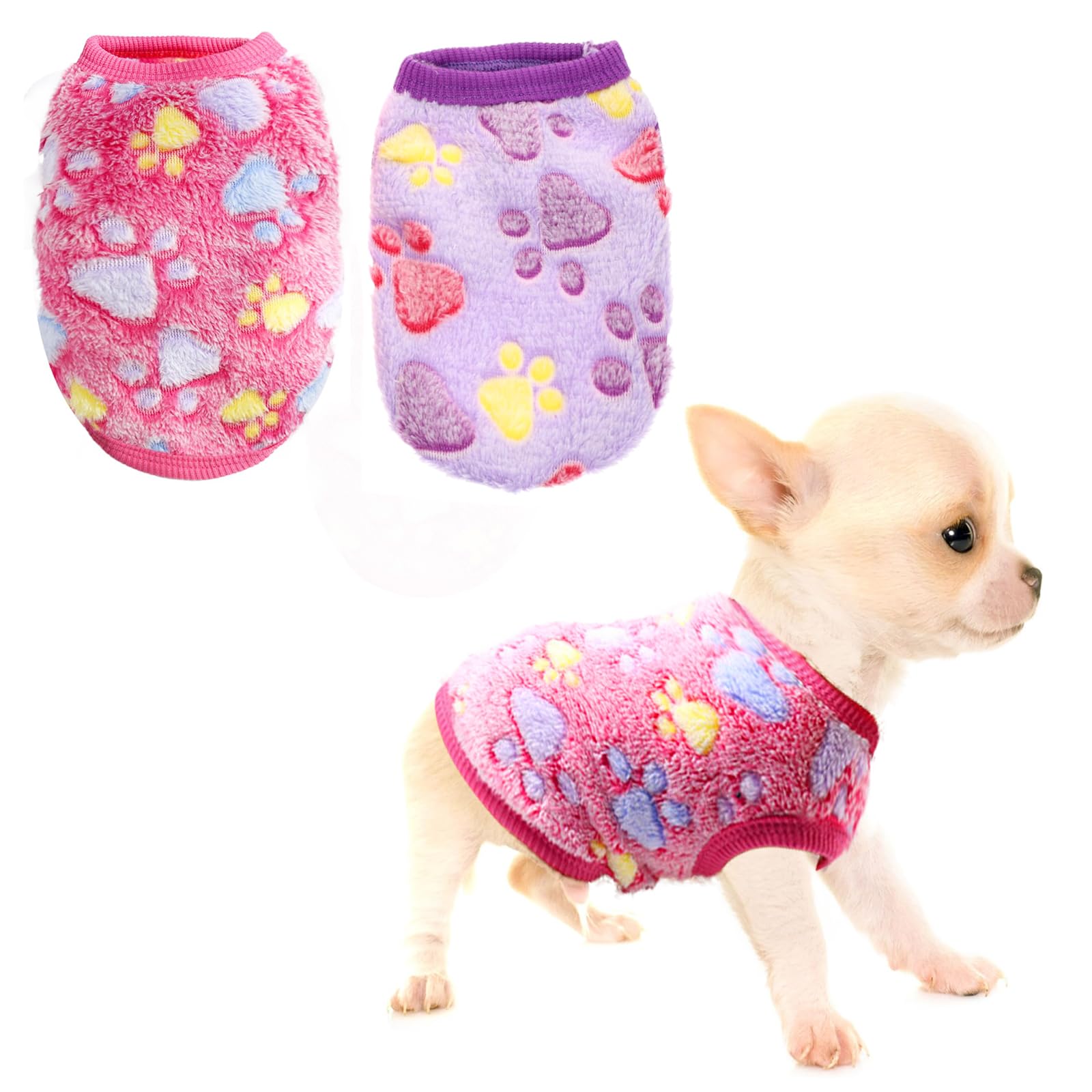 2 Pieces XXS Dog Clothes XXS Dog Sweater Chihuahua Sweater Winter Warm Puppy Sweaters Boys Girls Tiny Outfits (XX-Small)