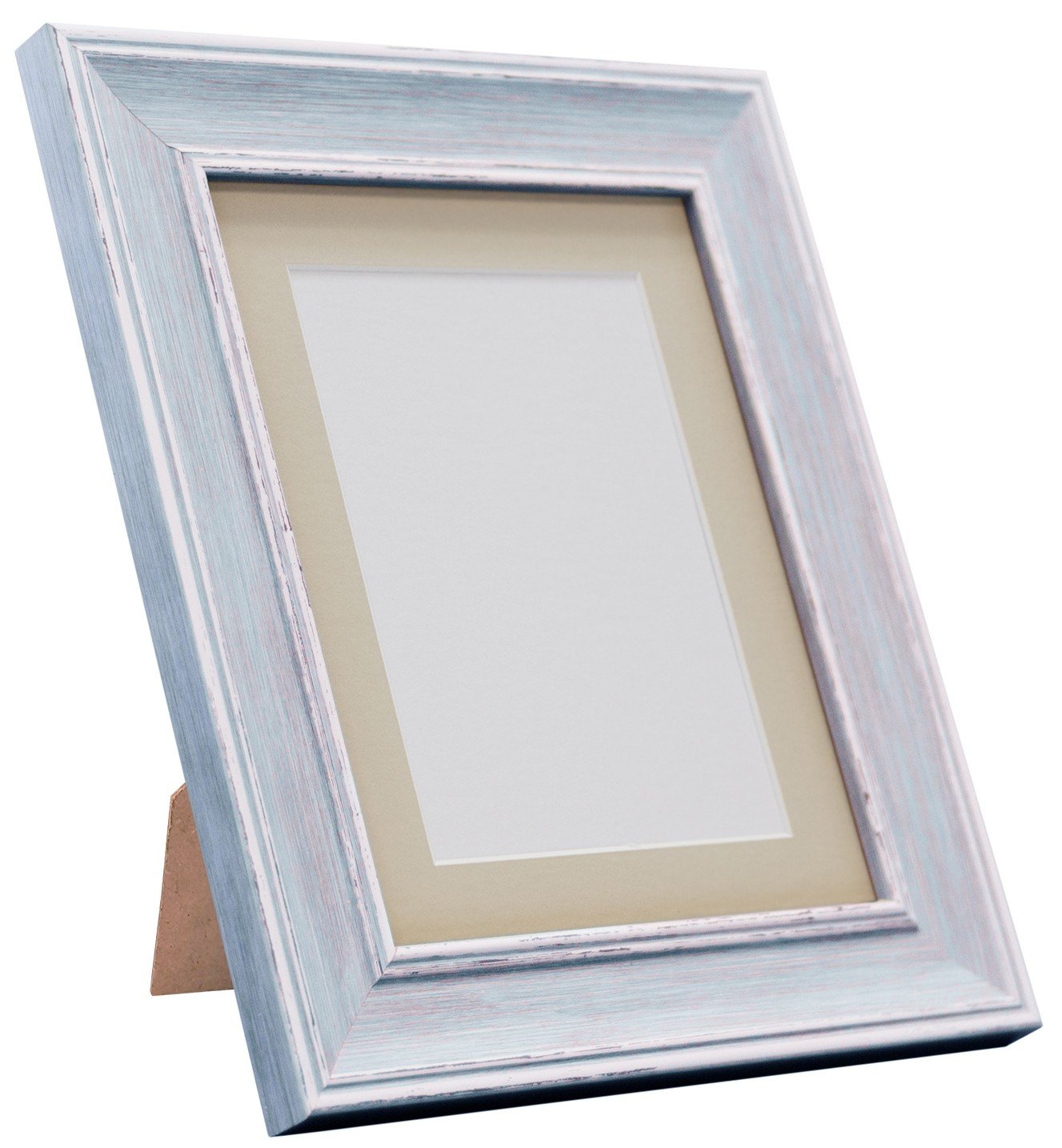 Scandi Distressed Blue Picture Photo Frame with Light Grey Mount 10 x 10 For Image size 8 x 8 Inch โ image 1
