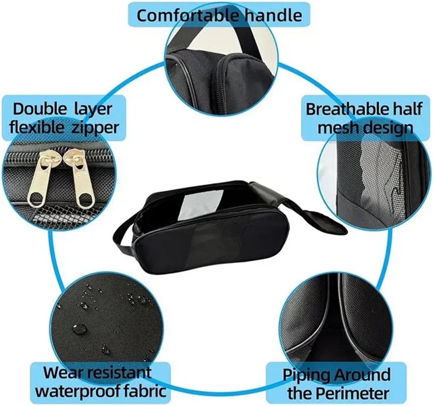 Golf Shoe Bag AZ-Golf Shoe Case For Travel(2Pcs), Outdoor Zippered Sports Tote With Ventilation, Protective Storage Pouch