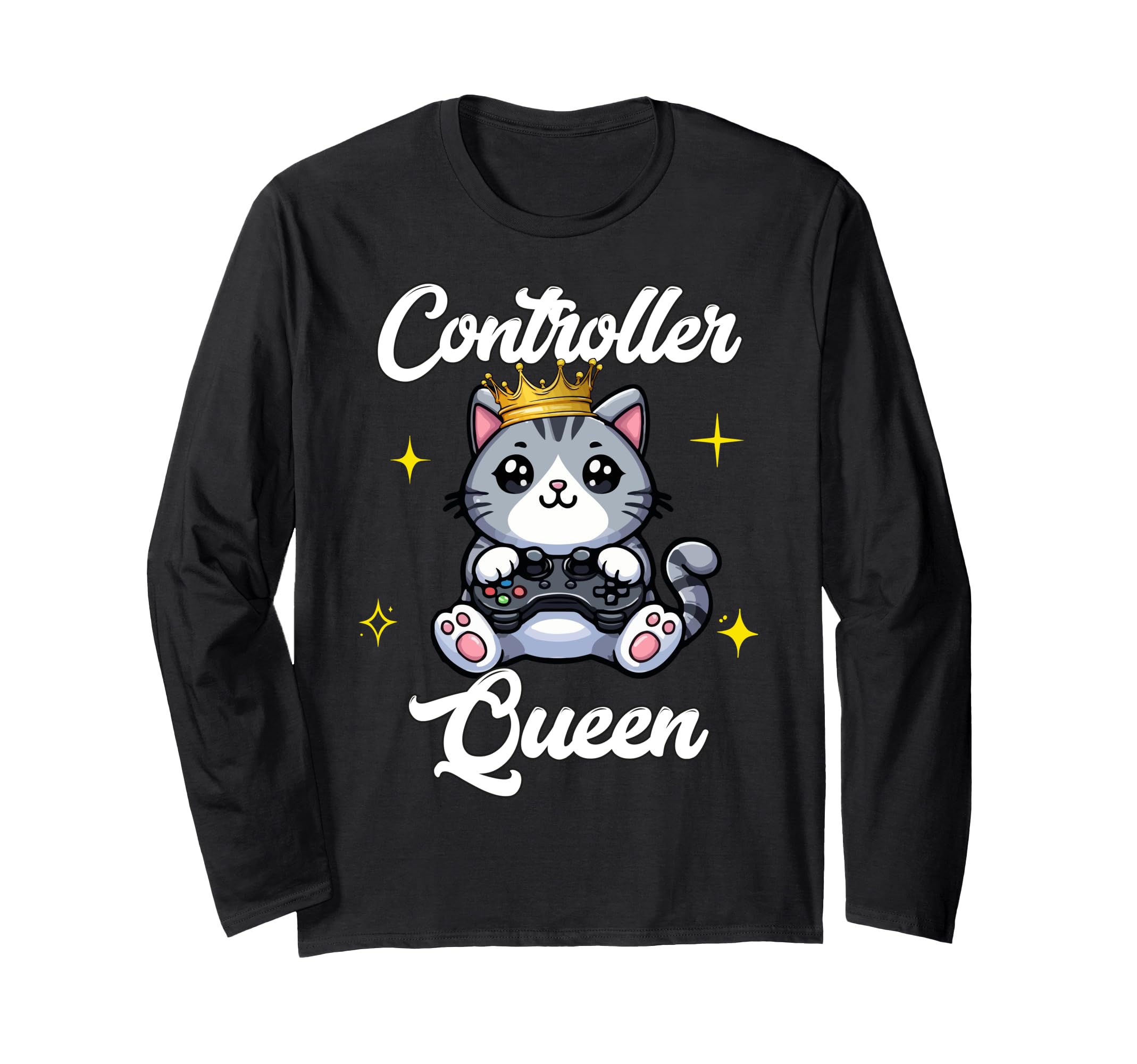 Gamer Girl Cat Gaming Cute Video Game Women Girls Cute Long Sleeve T-Shirt
