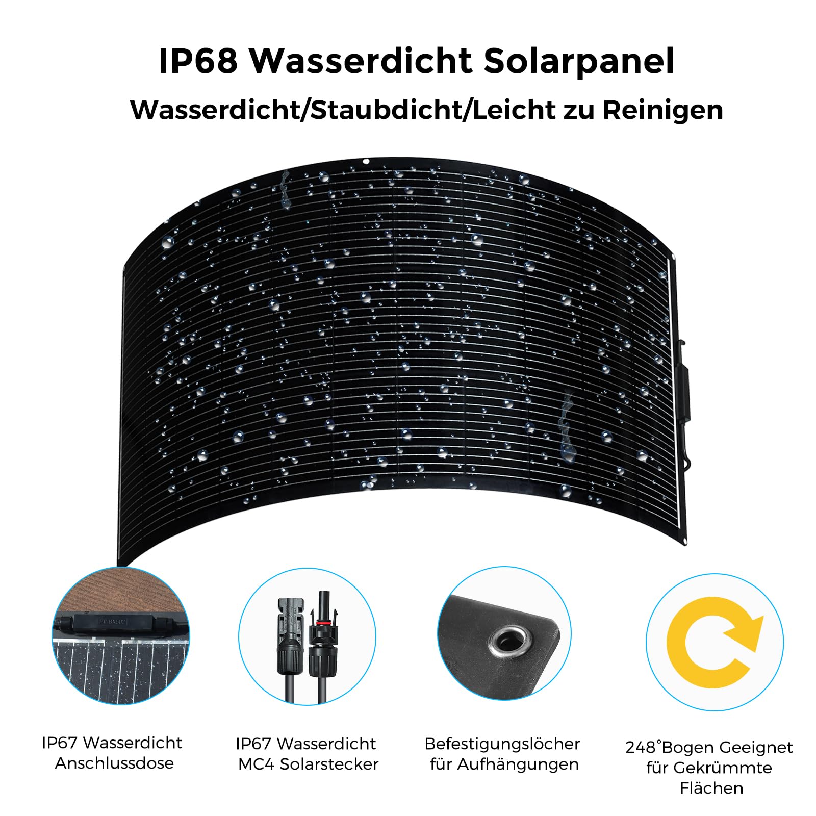 300W Flexibles Solarpanel Kit Set 12V Monokristallines Solarmodul Flexibel 300Watt Mit 30A 12V/24V Solarladeregler + Solarkabel Solaranlage Komplettset für Batterien Wohnmobil Camping Wohnwagen
