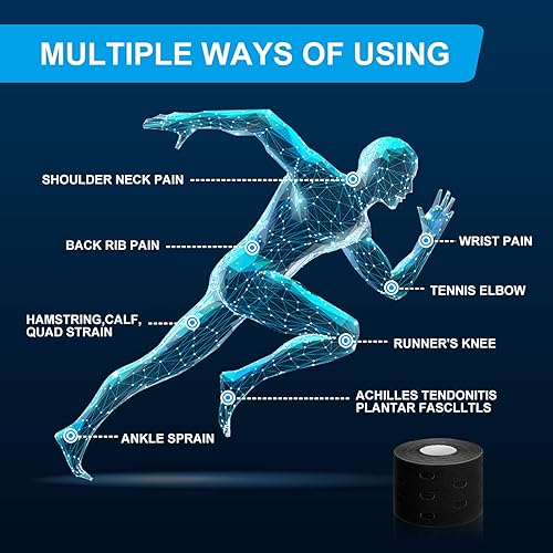 Miniatura 6 de GALLOP Cinta de kinesiología (2 rollos) de 4 pulgadas extra ancha, 16.4 pies cada uno, cinta elástica de soporte muscular prémium (beige (2 rollos +