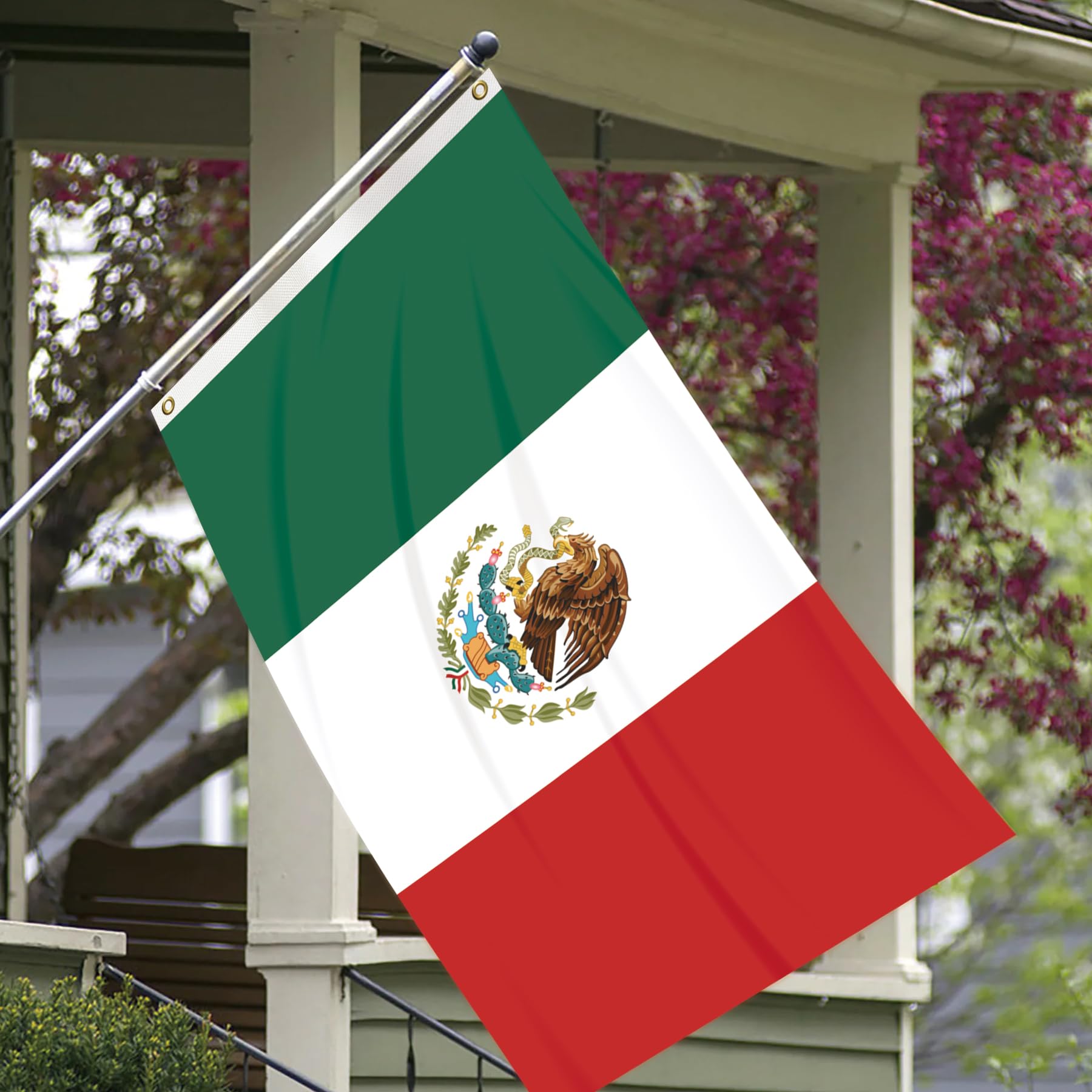 Mexiko-Flagge 90 X 150 Cm – Aus Polyester, Mit Messingösen, Für Innen & Außen, Lebendige Farben