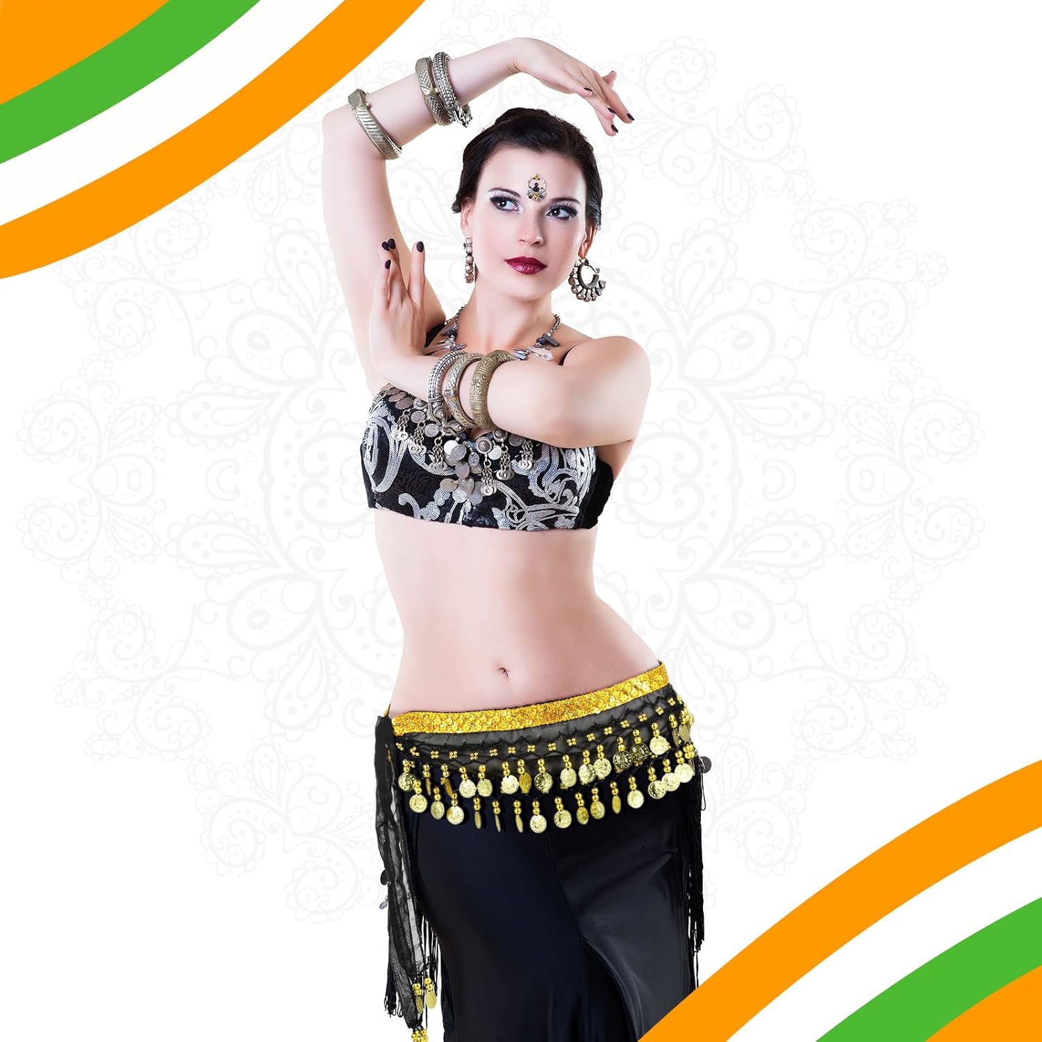 Zhanmai 12 Pcs Belly Dance Hip Scarf Belt with 98 Coins Belly Dancing Skirt Chiffon 12 Colors Dancer Hip Scarves - Image 5