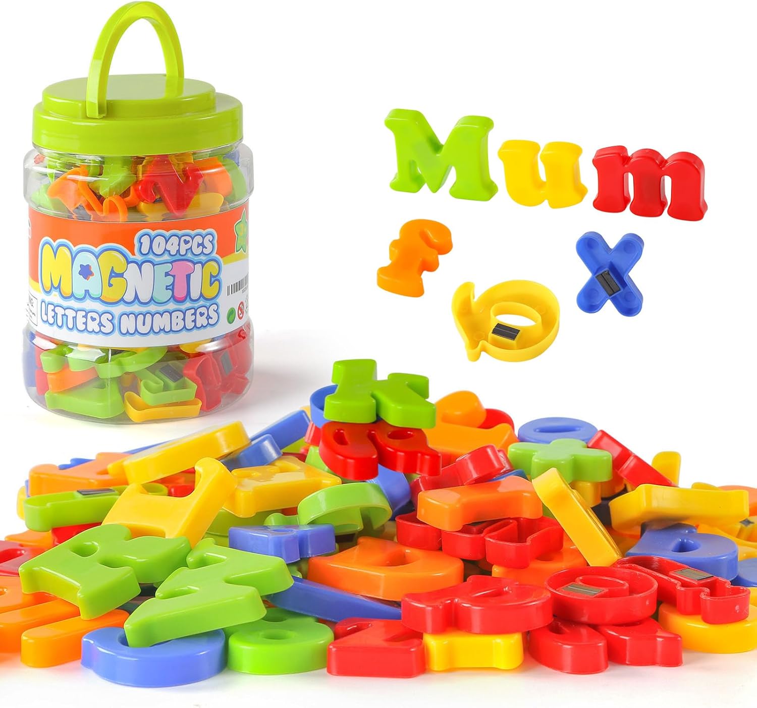 LovesTown 104 PCS Alphabet Magnetic Letters and Numbers for Toddlers,Learning Toys,ABC 123 Fridge Educational Set