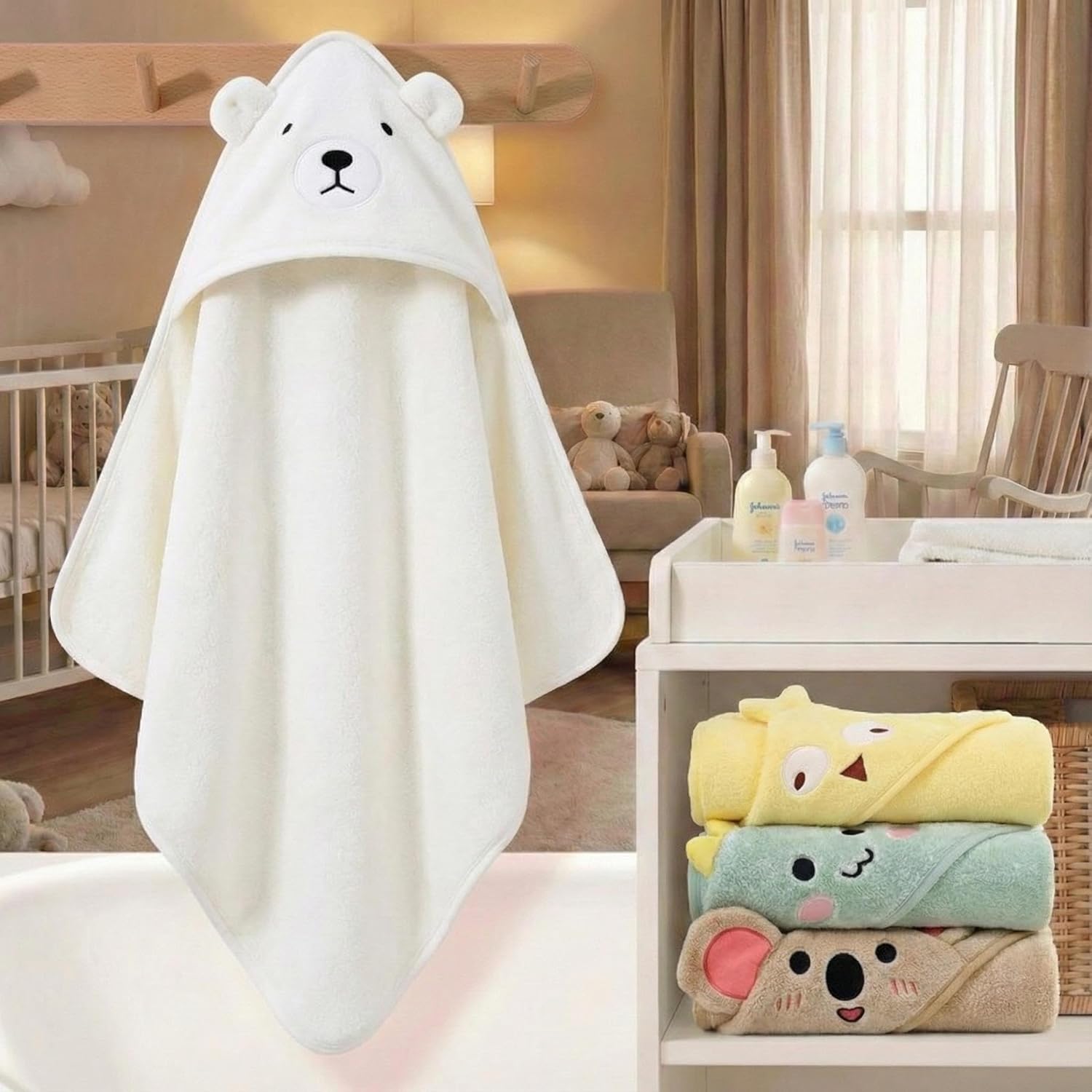 Hooded Baby Towel - 4 Pack Premium Soft Bath Towel for Baby, Newborn,Infant - Ultra Absorbent,Natural Baby Stuff Towel, Soft Coral Velvet Coral Fleece Bath Towel for Boys and Girls