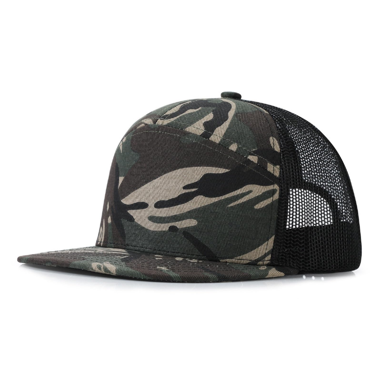HaloHorus Curved Snapback Trucker Hat for Men Women, Adjustable Mesh Athletics Baseball Cap for Running, Hiking, Workout, C7 Camo, One Size