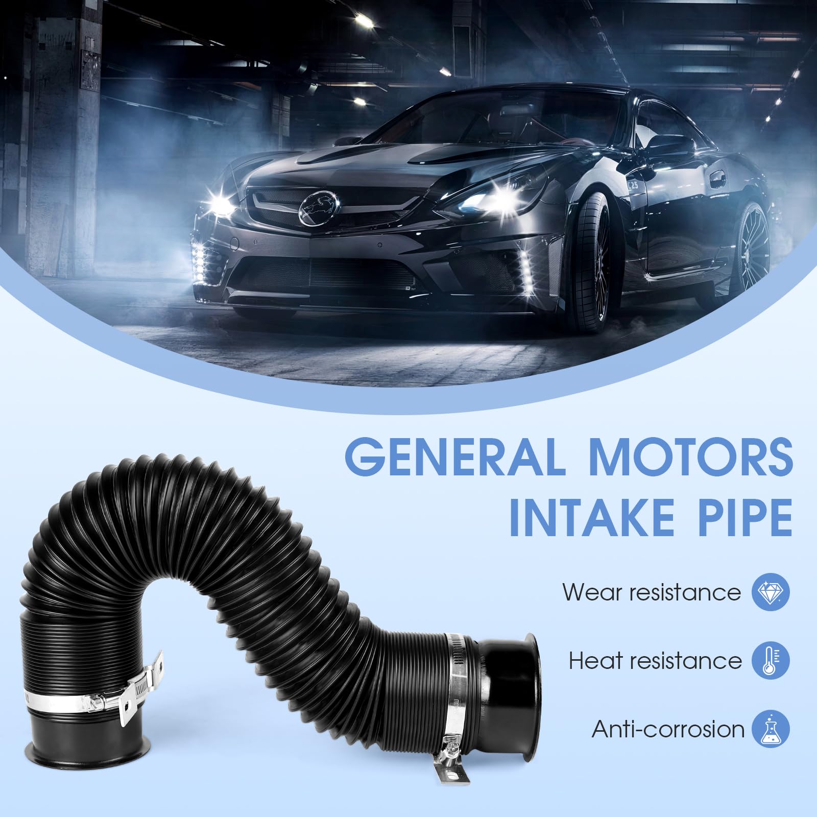 Tubo di aspirazione aria fredda universale per auto da 76 mm (3 pollici) Tubo flessibile estensibile nero per aspirazione aria, regolabile fino a 1m Condotto di aspirazione modulabile per auto