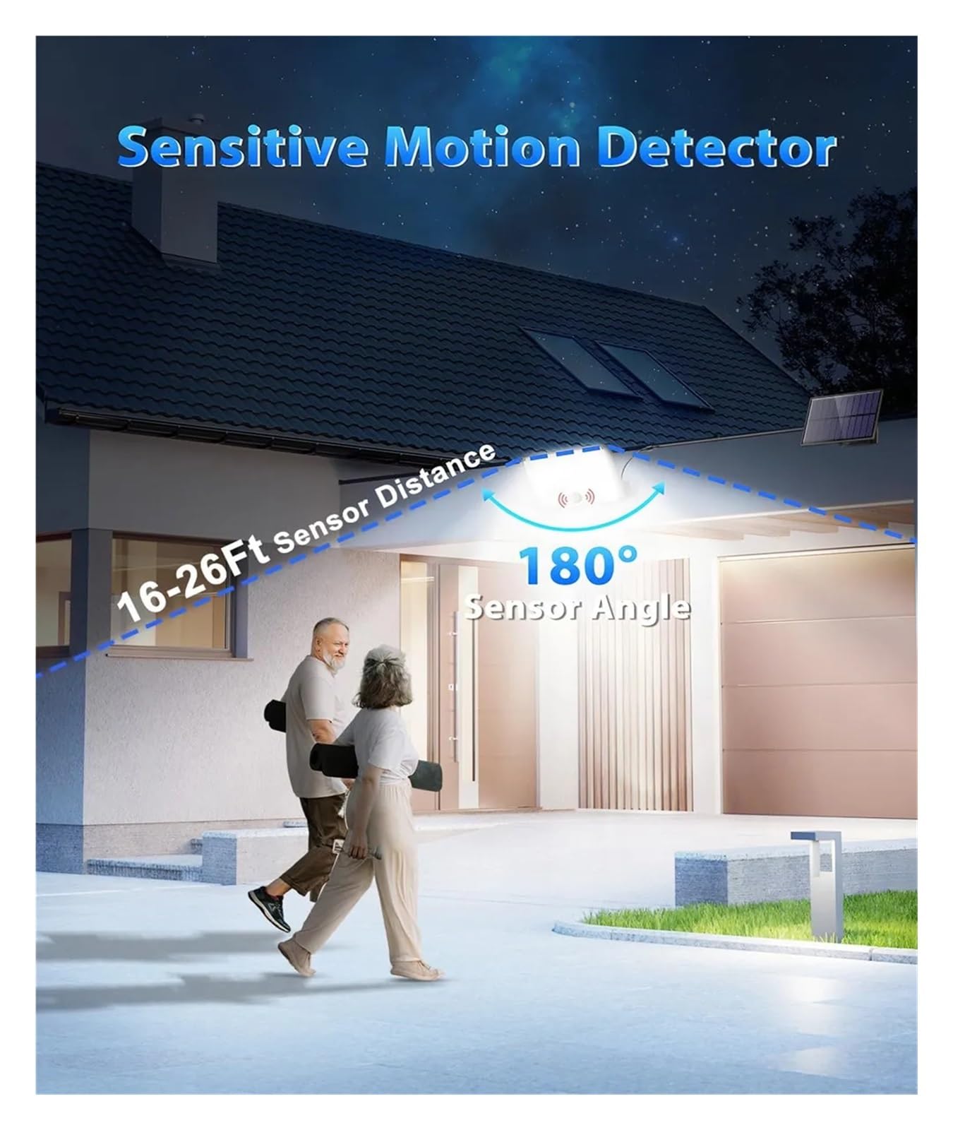 Lampa solarna zewnętrzna, LED Solar Outdoor Lights 3 Lighting Modes Wireless Solar Motion Sensor Waterproof Wall Lamp Solar Powered Garden Fence Yard