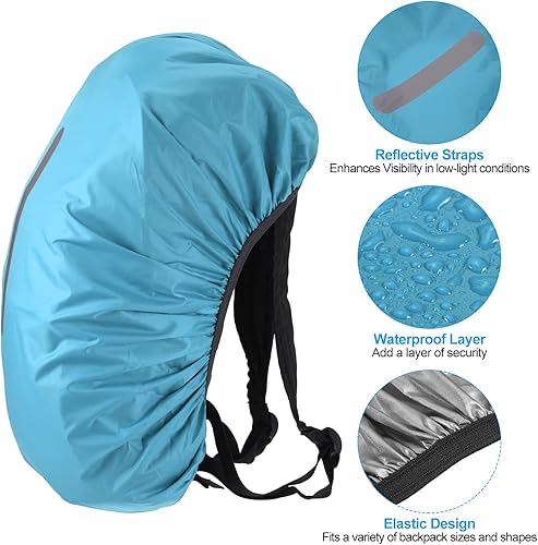 Miniatura 3 de PATIKIL Funda impermeable para la lluvia, funda antideslizante para mochila con correa reflectante vertical, se mantiene seca para senderismo,