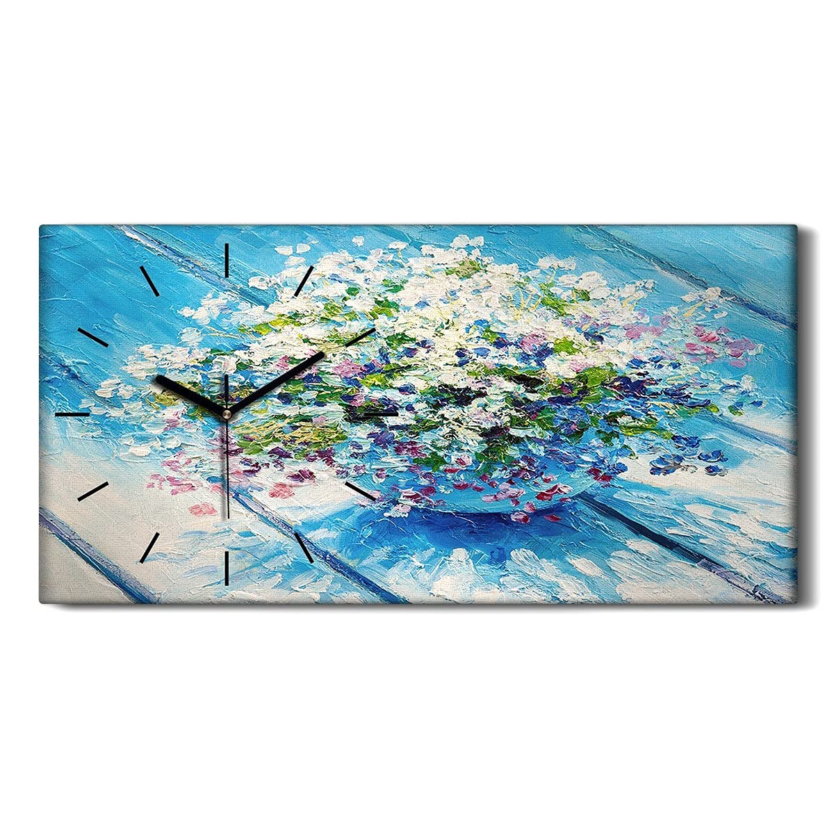Horloge sur Toile Silencieuse pour Chambre et Salon Ambiance Fleurs