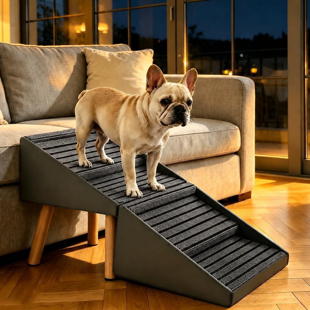Rampa Convertible 2 en 1 para Perros, otomana y reposapiés, escaleras Antideslizantes para Mascotas (para Perros pequeños y Grandes), rampa ergonómica para Cama, sofá y Coche.