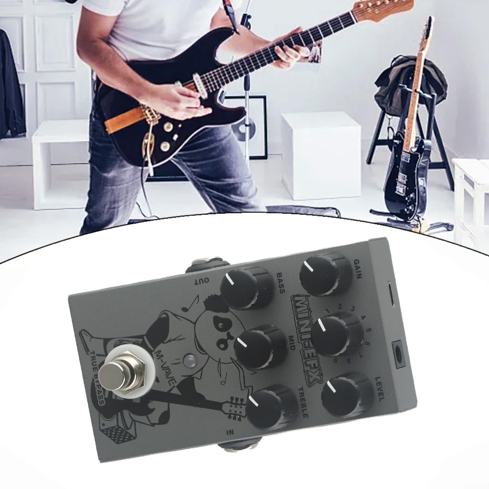 Pedale elettrico di distorsione dell'equalizzatore a tre bande con 9 toni unici per il suono della chitarra personalizzato