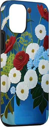 Miniatura 6 de Funda simple para iPhone 11 con diseño de flores florales color rojo blanco y azul brillante
