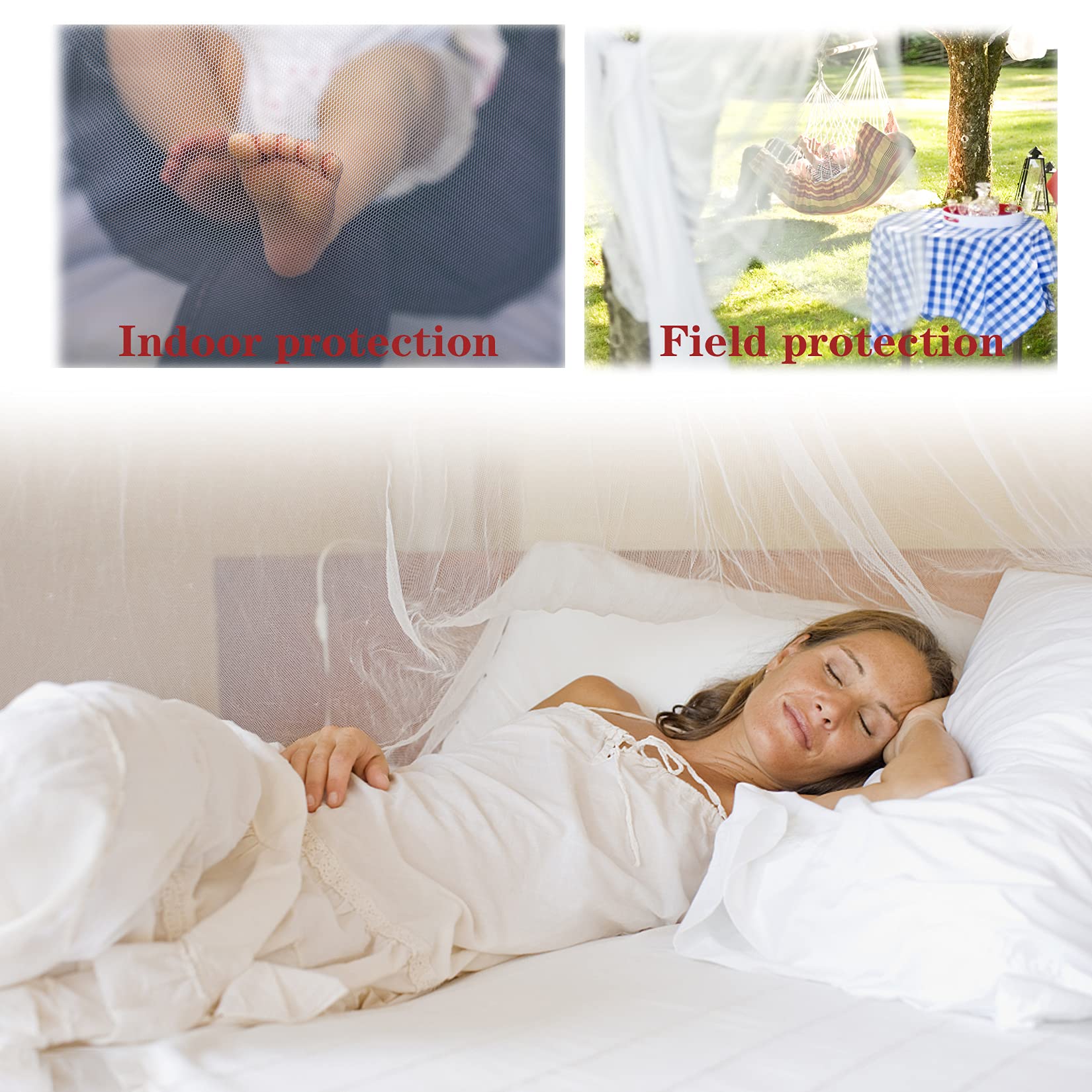 Moustiquaire de lit Grande Moustiquaire Filet Baldaquin, Convient pour Lit Simple et Double