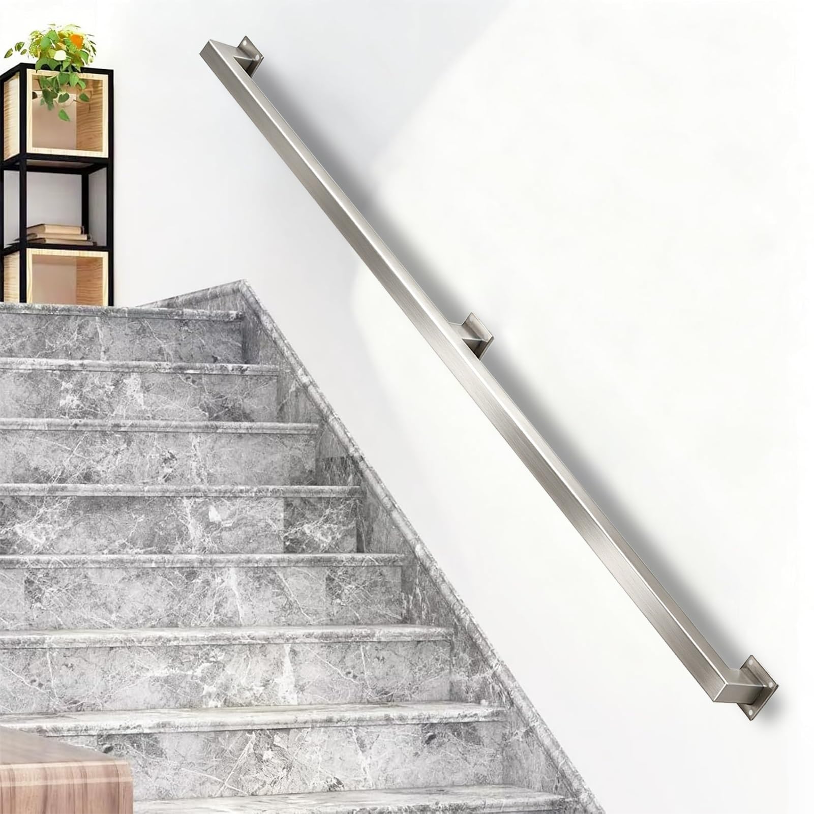 Drsyffsup Modern Handrail – 12ft 3ft 4ft 5ft 6ft 7ft 8ft 10ft Staircase Handrails – Heavy-Duty Stair Railing Safety Grab Bar for Indoor & Outdoor Use, 304 Stainless Steel(14ft/4.2m)