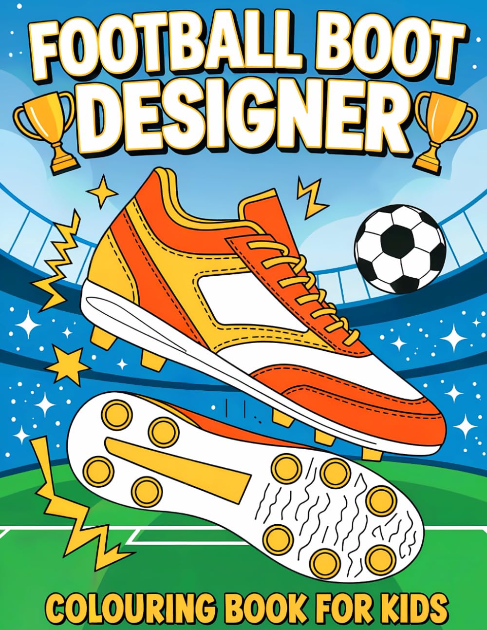 Football Boot Designer Colouring Book For Kids: Colour, Design, and Learn – 50 Amazing Football Boot Pages with Fun Facts
