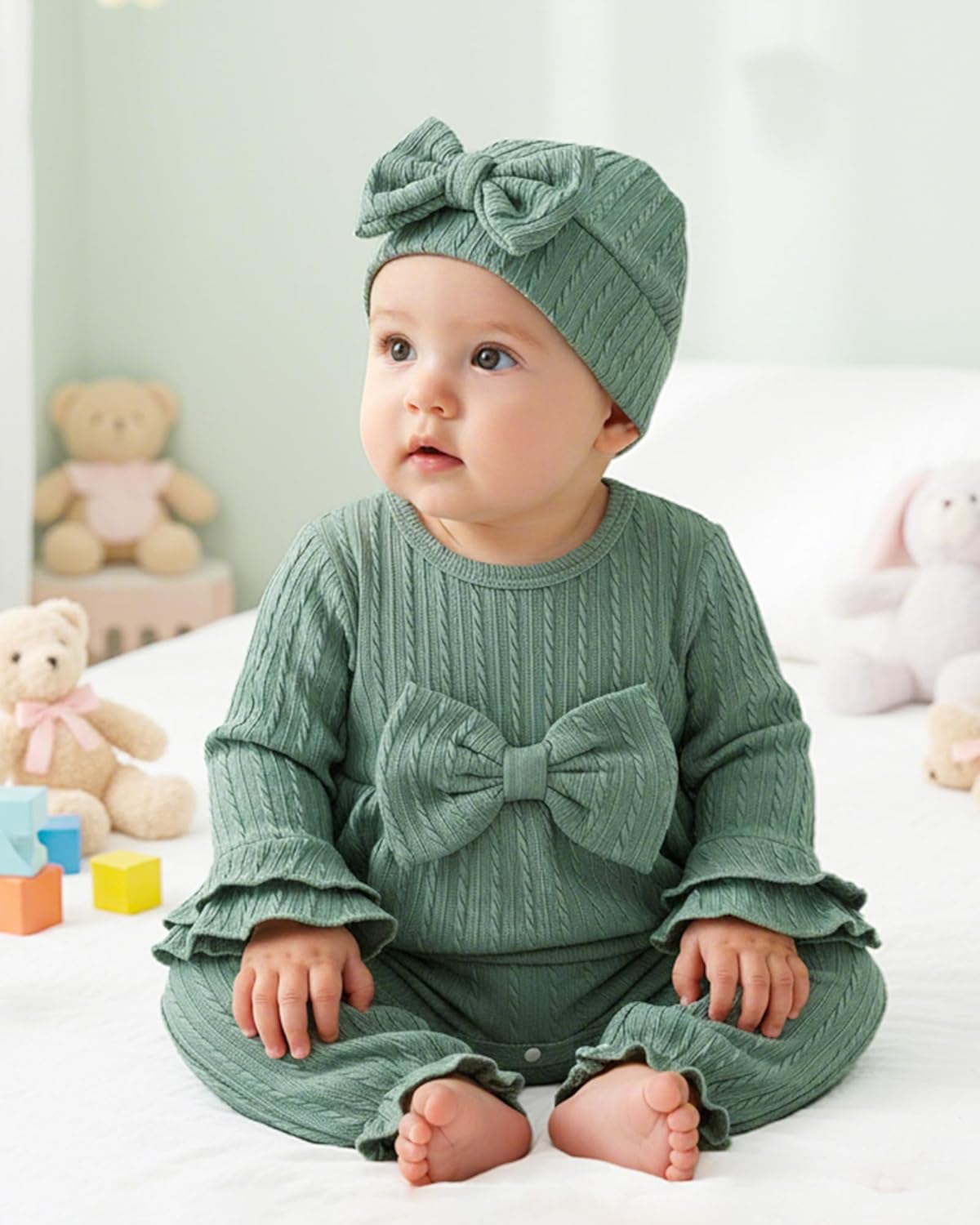 Mioglrie Newborn Baby Girl Clothes Long Sleeve Romper Infant Fall Winter Outfits Floral Hat Jumpsuit Preemie Girl Clothes - Image 2