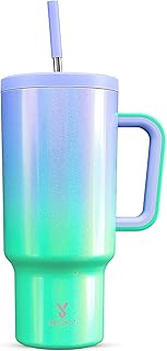 Meoky 40oz Tumbler with Handle, Leak-proof Lid and Straw, Insulated Coffee Mug Stainless Steel Travel Mug, Keeps Cold for 34 Hours or Hot for 10 Hours (Fairyland)