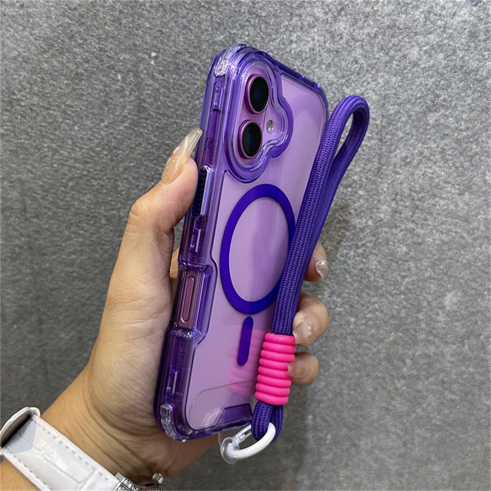 Coque rigide pour iPhone 15 14 13 Pro Max avec dragonne aimantée - 6