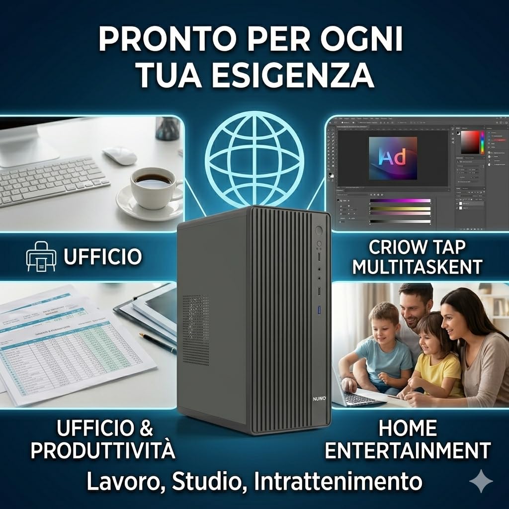 Pc Fisso i7 Intel Core Cpu fino a 3.80ghz, 16gb Ram, Ssd da 500gb, Wifi Incluso USB,Usb 3.0 VGA HDMI, Windows 11 Pro, Office 2019, Computer PC Desktop completo per ufficio,casa pronto all'uso