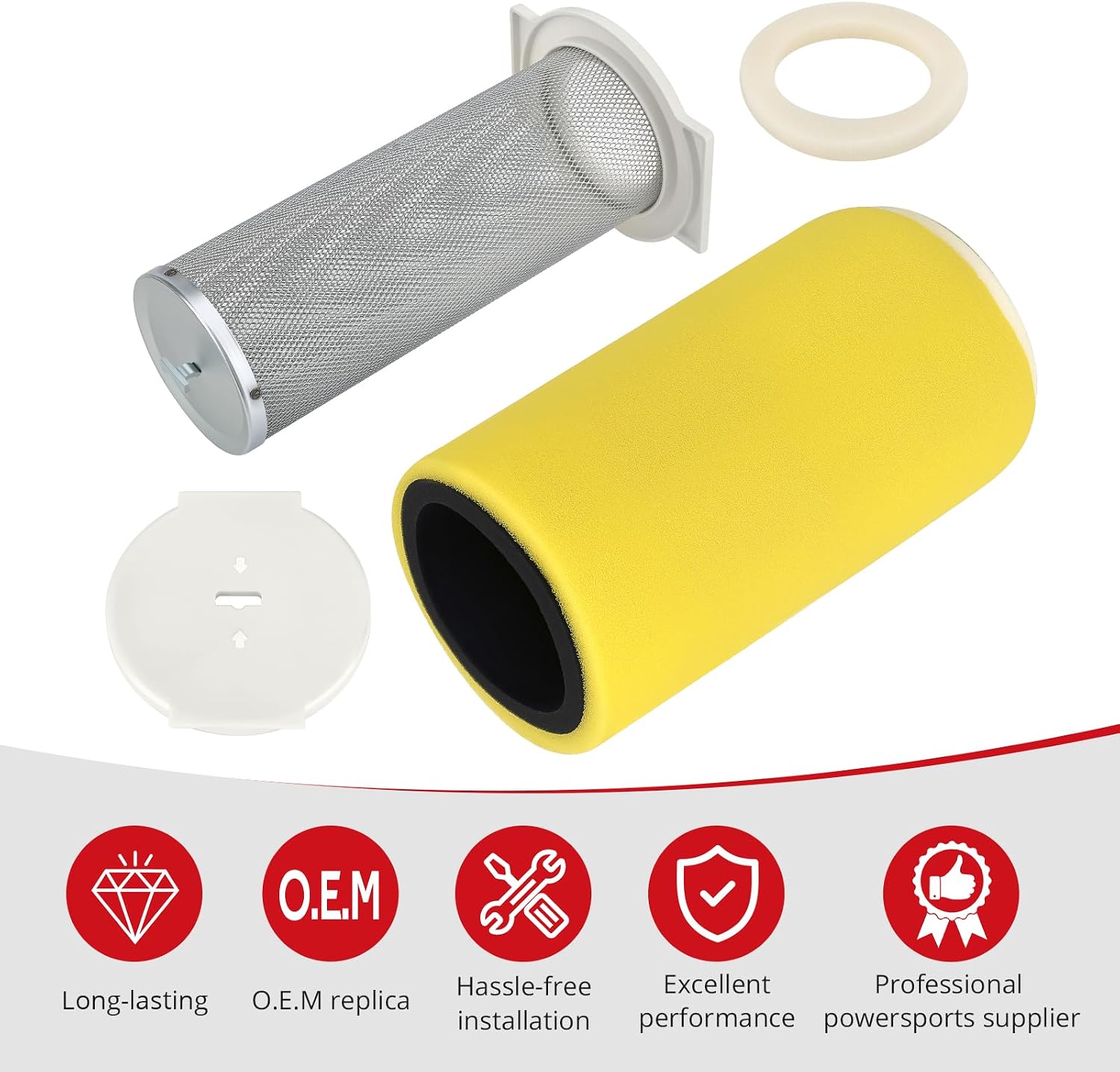 JAVIK Air Filter With Guide And Guide End Cap Kit For Yamaha Kodiak 400 2000-2002 O.E.M# 5GH-14458-01-00 5GH-14451-00-00