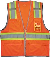 Ergodyne GloWear 8246Z ANSI Class 2 High Visibility Two-Tone Mesh Safety Vest, Orange Large/X-Large - Reflective Tape & Pockets