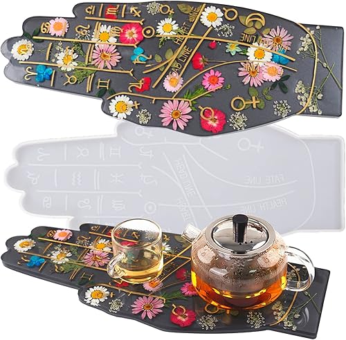 Miniatura 1 de Molde de bandeja de resina grande con forma de mano del zodiaco, molde de silicona para fundición de resina, tablero de servir irregular,