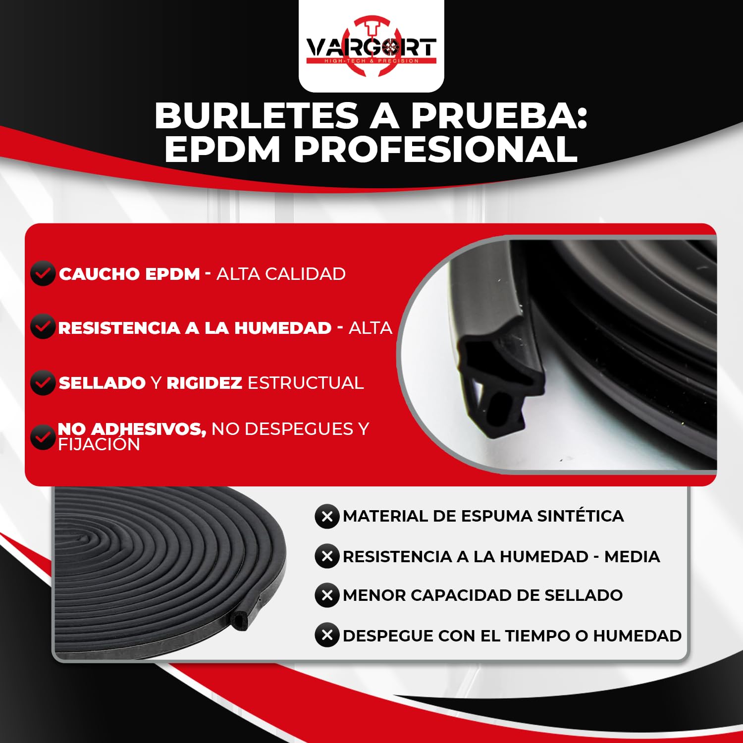 Perfil de Goma para Ventana PVC y Aluminio S-232 | Sellado para interiores y exteriores, aislamiento y estanqueidad | Compatible con Ventanas Panamá | Perfil 5mm | 50 Metros (2 Rollos de 25 m)