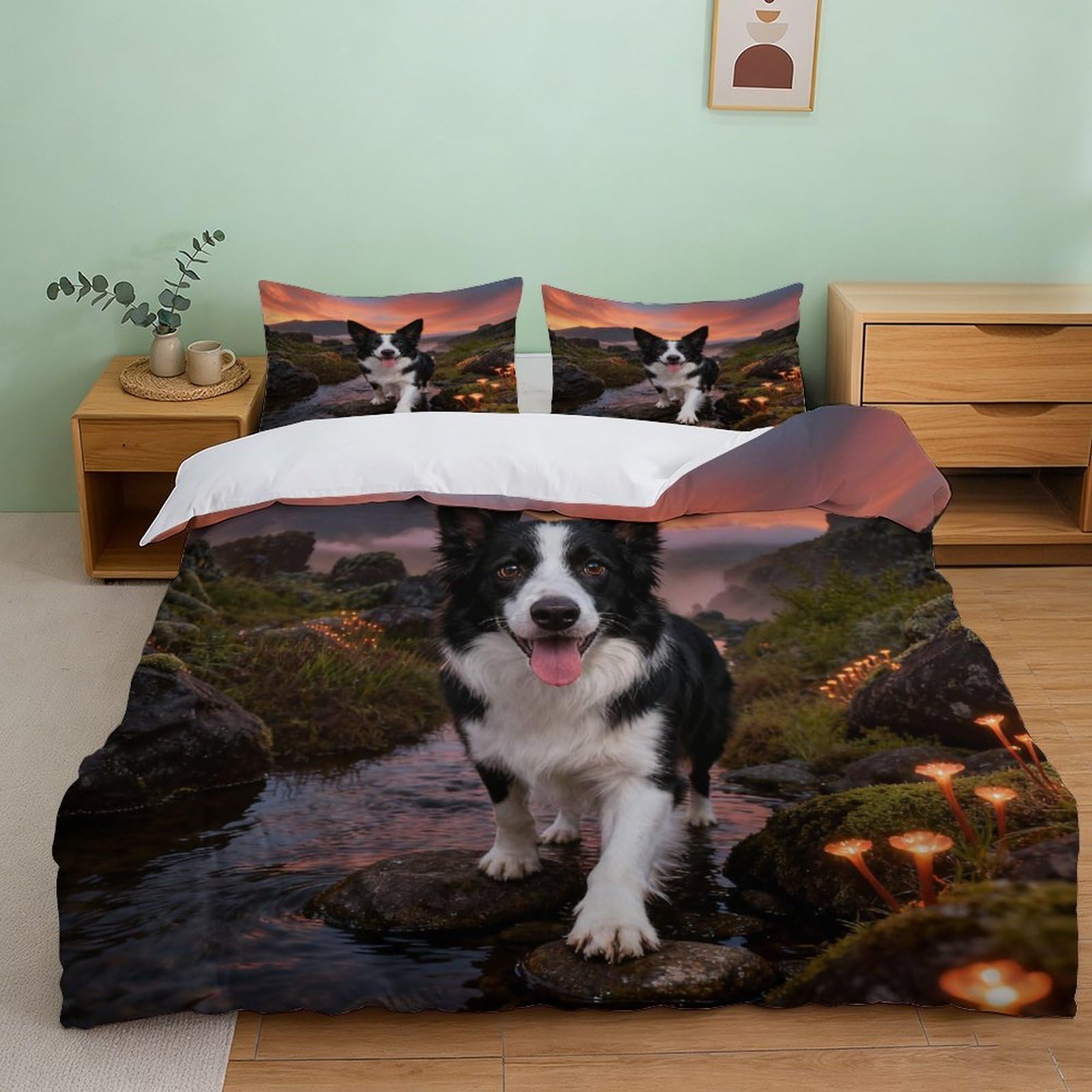 Housse de couette Border Collie ultra douce en microfibre pour un sommeil réparateur