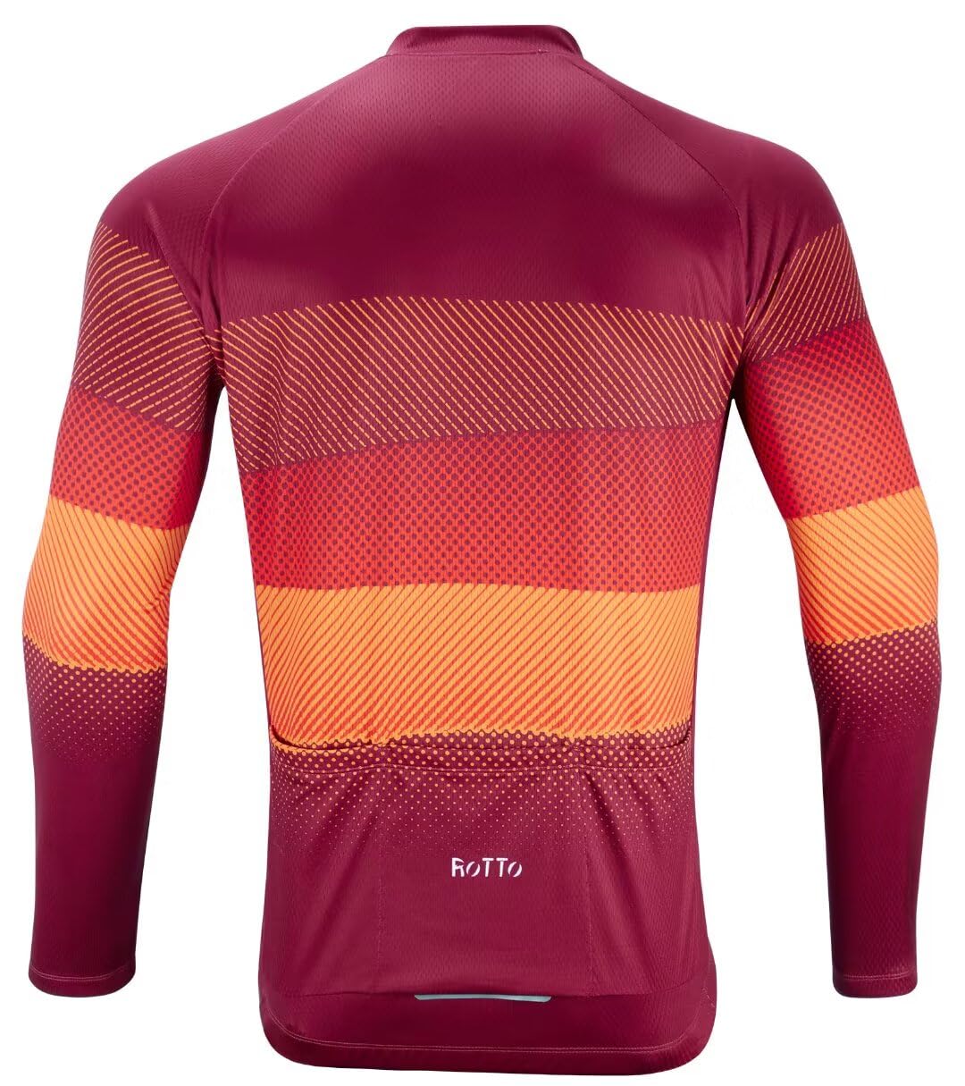 ROTTO Maglia Ciclismo Uomo Magliette Bici Manica Lunga Serie di Colori Sfumati