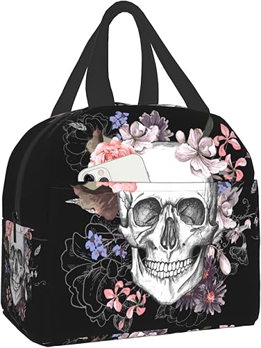 Miniatura 1 de Bolsa de almuerzo con diseño de calavera de azúcar, con diseño de calavera floral, regalo para mujeres y hombres, bolsas Teto para el trabajo y la