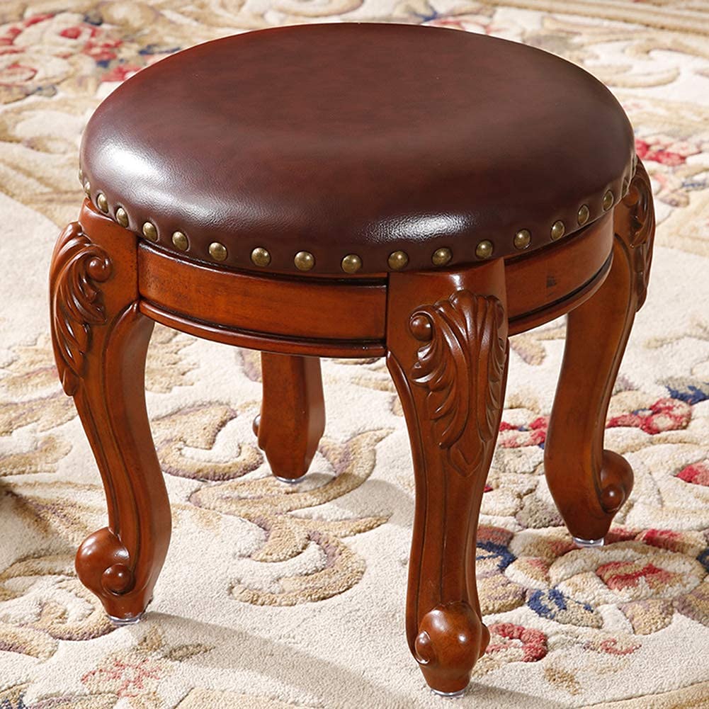 Pouf rond en cuir repose-pieds ottoman chaleureux pour maison accueillante