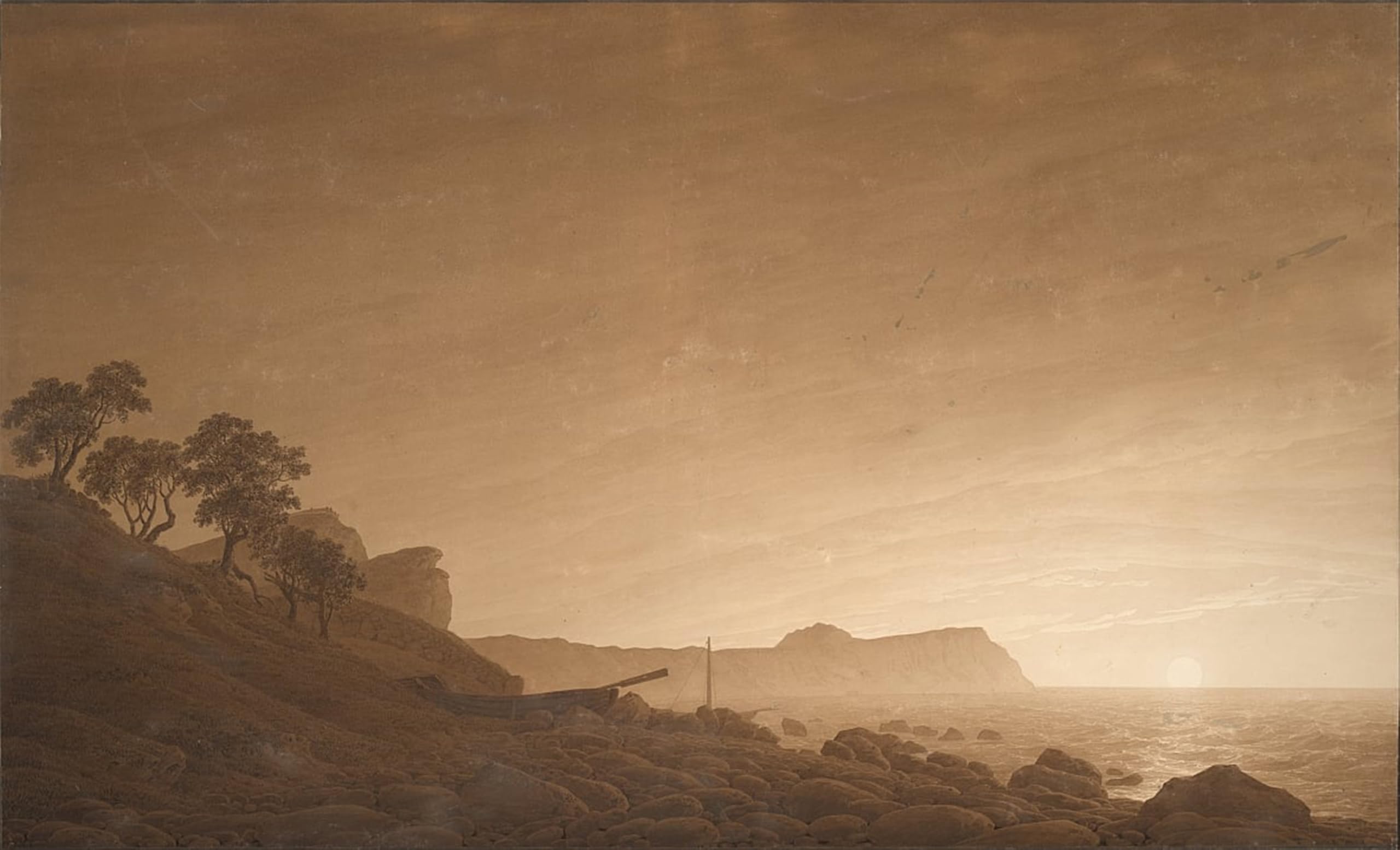 ARTXLXXBN Famous Painting Canvas Artwork Graffiti Print View of Arkona with the rising moonc by Caspar David Friedrich Portrait Canvas Image for Home Decor 60x90cm