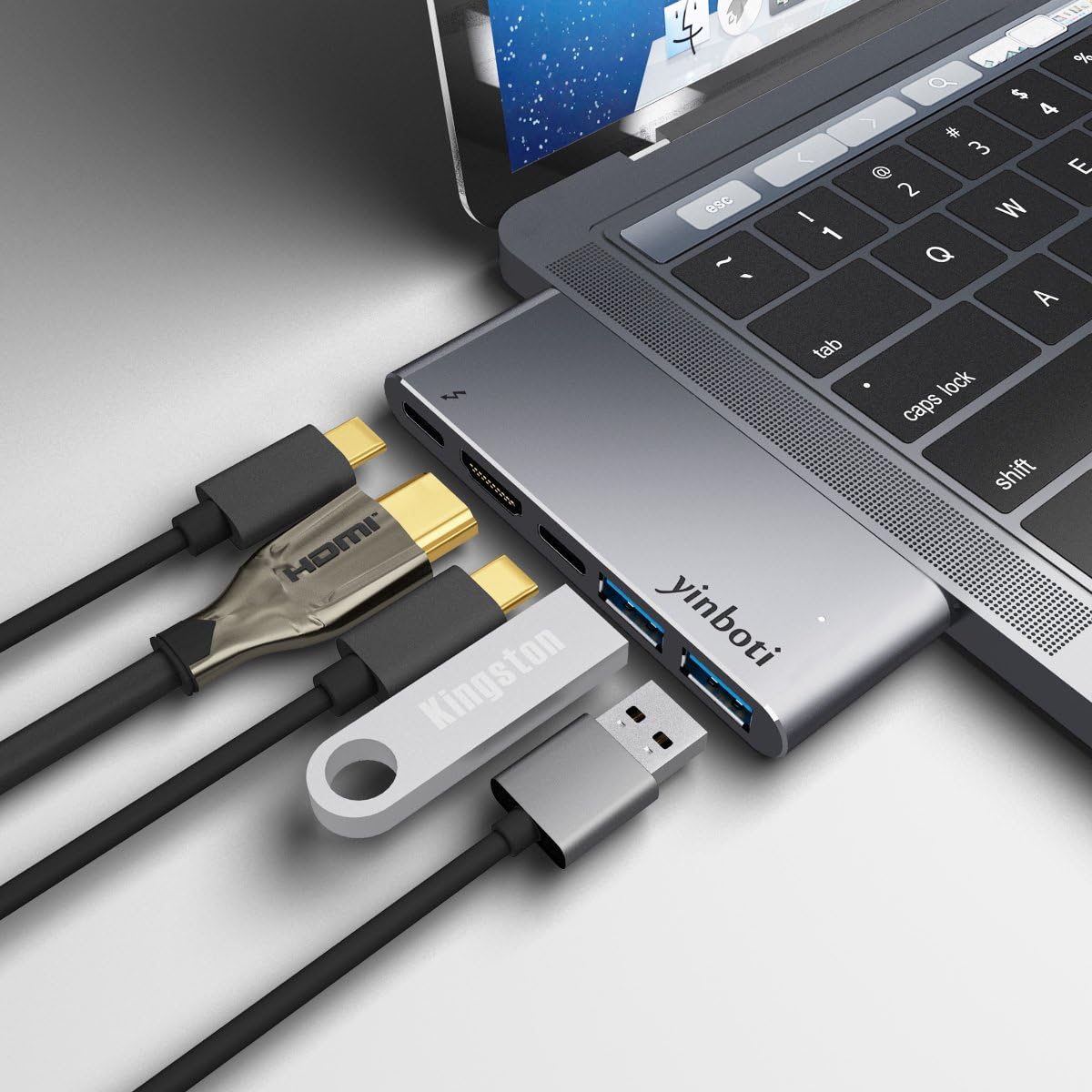 USB C HDMI Dock Adapter for MacBook Pro 2016 2017 - yinboti USB Type C Hub USB C Adapter USB C Docking Station with HDMI USB3.0 Multi Ports - Grey
