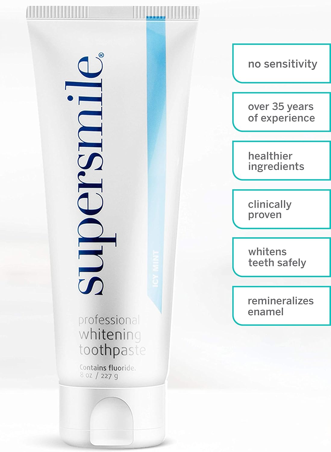 Supersmile Professional Teeth Whitening Toothpaste with Fluoride, ICY Mint, 8 oz