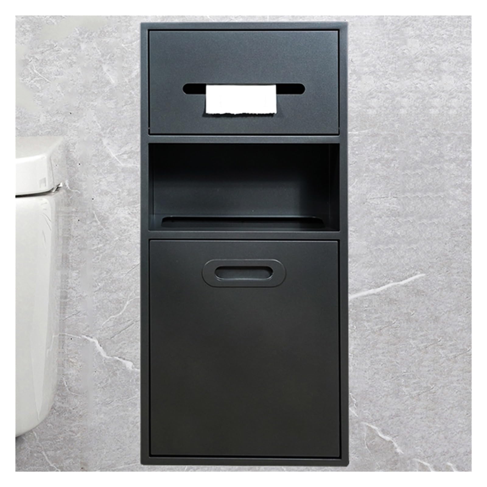 Asdchzen Women's Black Stainless Steel Recessed Shower Niche Builtin Shampoo & Toiletries Storage Shelf Gray 30X50x14cm – Stylish Bathroom Organizer For Shower & Trash Can Holder,-30X67x14cm/11.81X26.37x5.51in