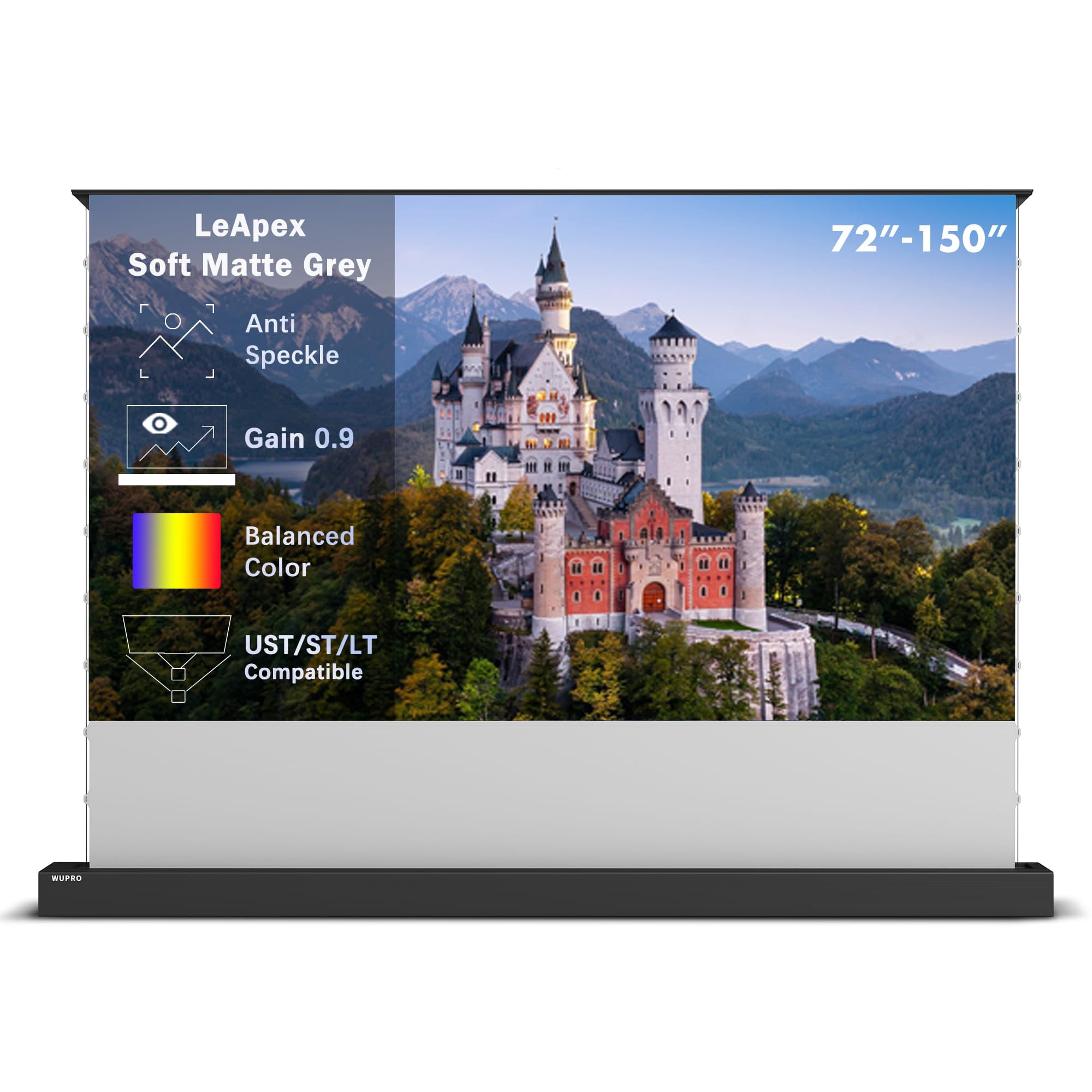 LeApex Schermo di Proiezione Retrattile Elettrico Gray Fabric - Schermo Intelligente Universale 4K Ultra HD 3D Attivo 100 Pollici per Tutti i Tipi di Proiettori