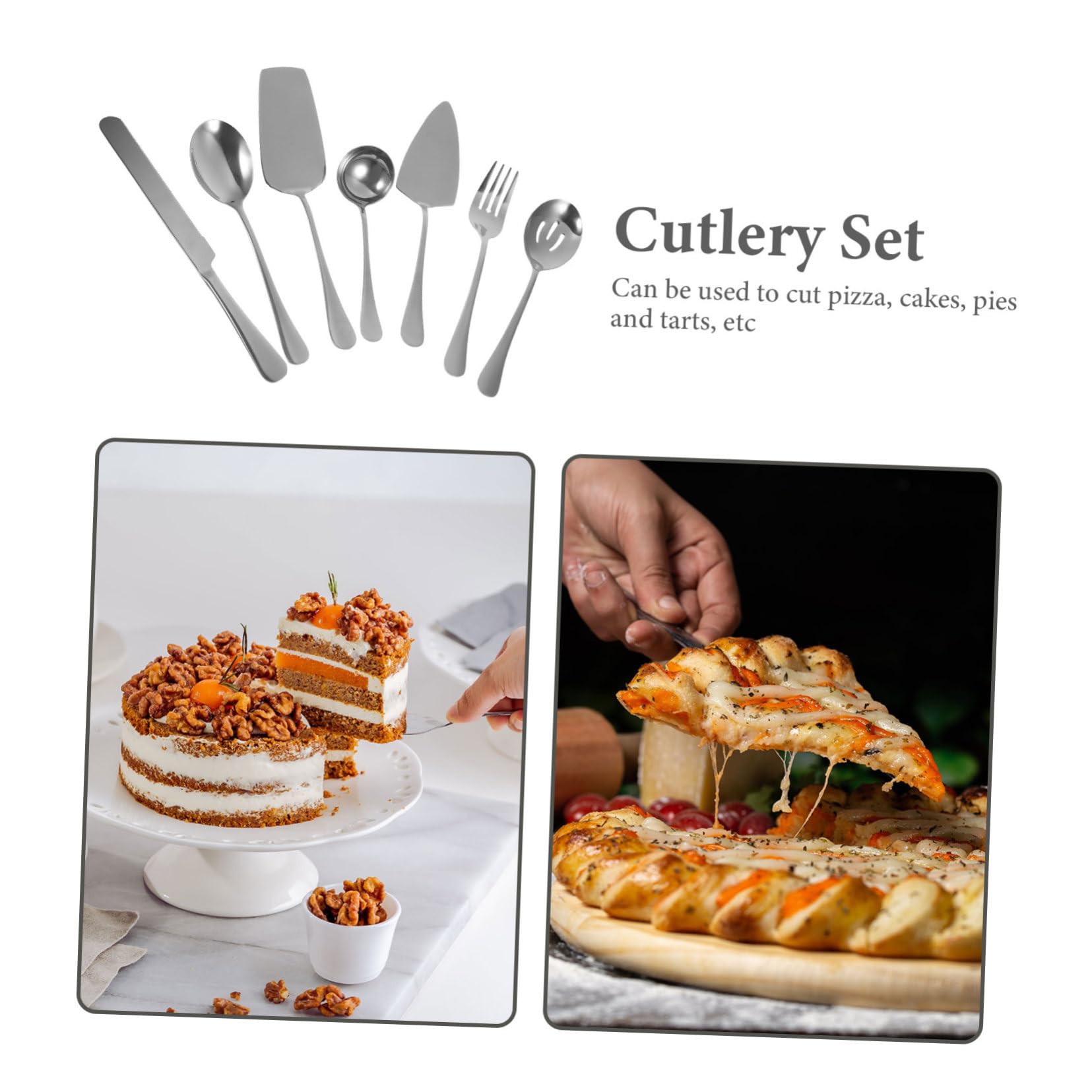 Ensemble D’ustensiles de Service pour Gâteau 12 Pouces en Acier Inoxydable | Service de Table Minimaliste, Usage Restaurant et Maison, pour Tartes et Pizza, Finition Argentée Élégante