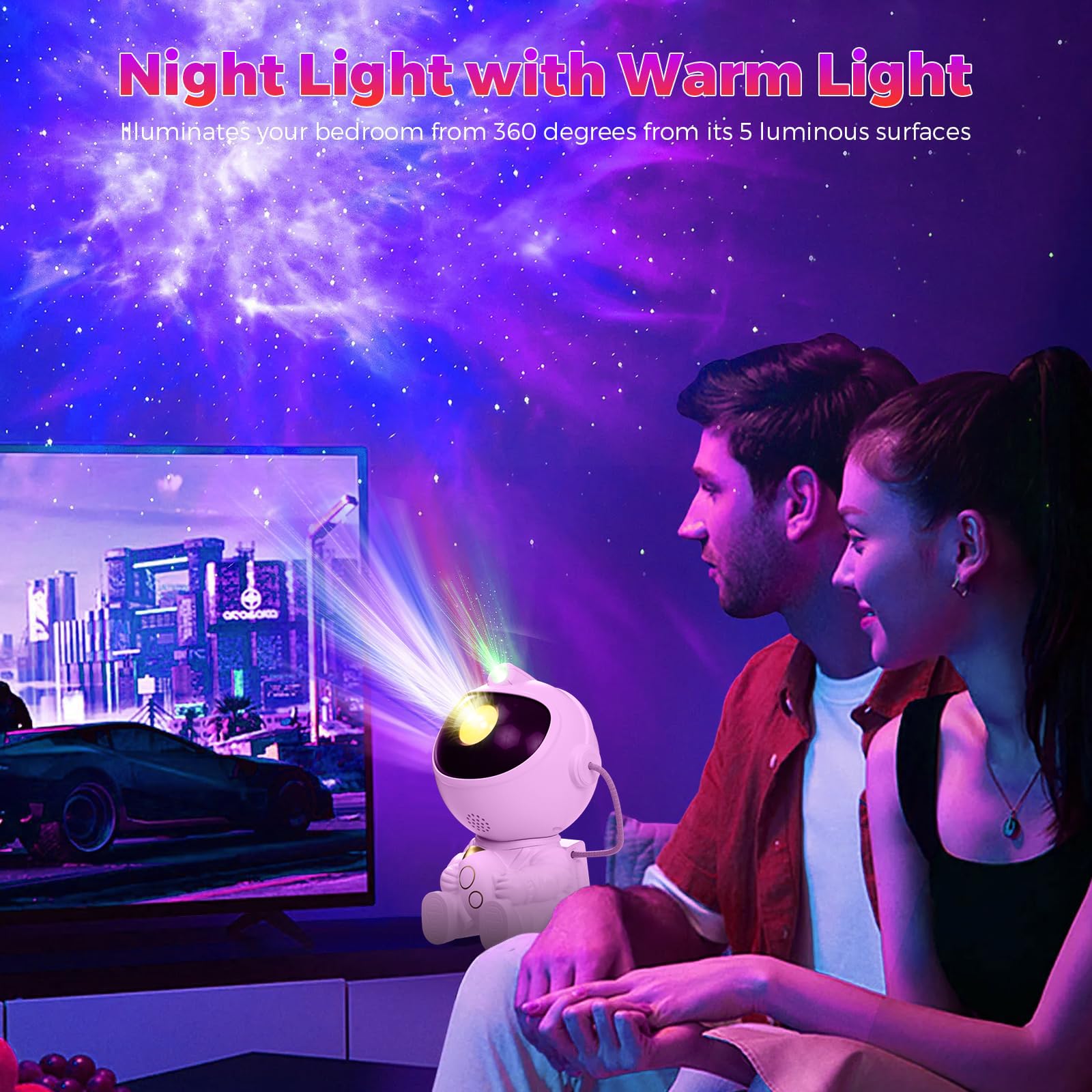 Sternenprojektor Galaxie-Nachtlicht – Astronauten-Weltraumprojektor, Sternennebel-Deckenlampe mit Timer und Fernbedienung, Geschenk für Kinder und Erwachsene, Heimdekoration, Party-Deckendekoration