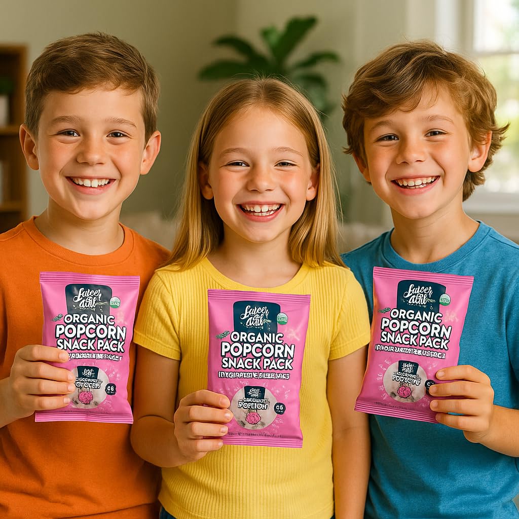 Lesser Organic Popcorn Snack Pack – 16ct, Himalayan Pink Salt, 1 oz Bags – Vegan Popcorn, Gluten-Free, Healthy Low Calorie, Movie Night Snack, Clean Food Party Favors Individual Bags