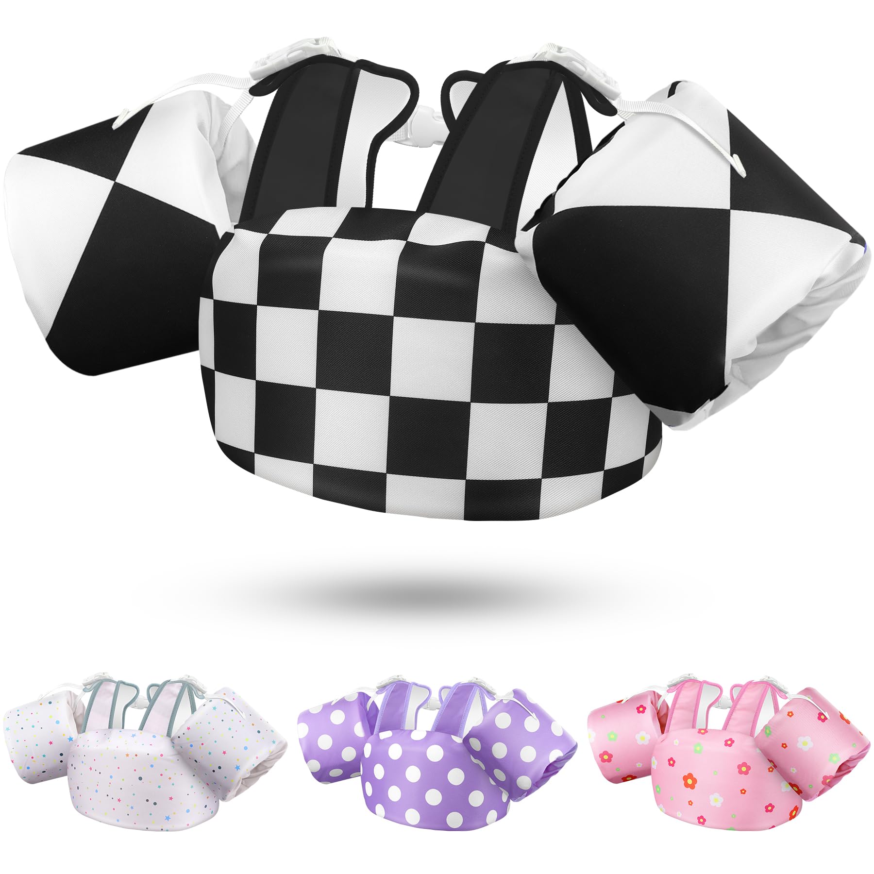 Vvinca Toddler Swim Vest for 22-66 Lbs (2-6 Years) - 3-in-1 Kids Pool Floaties with Removable Arm Bands and Back Float, Adjustable Safety Swim Jacket