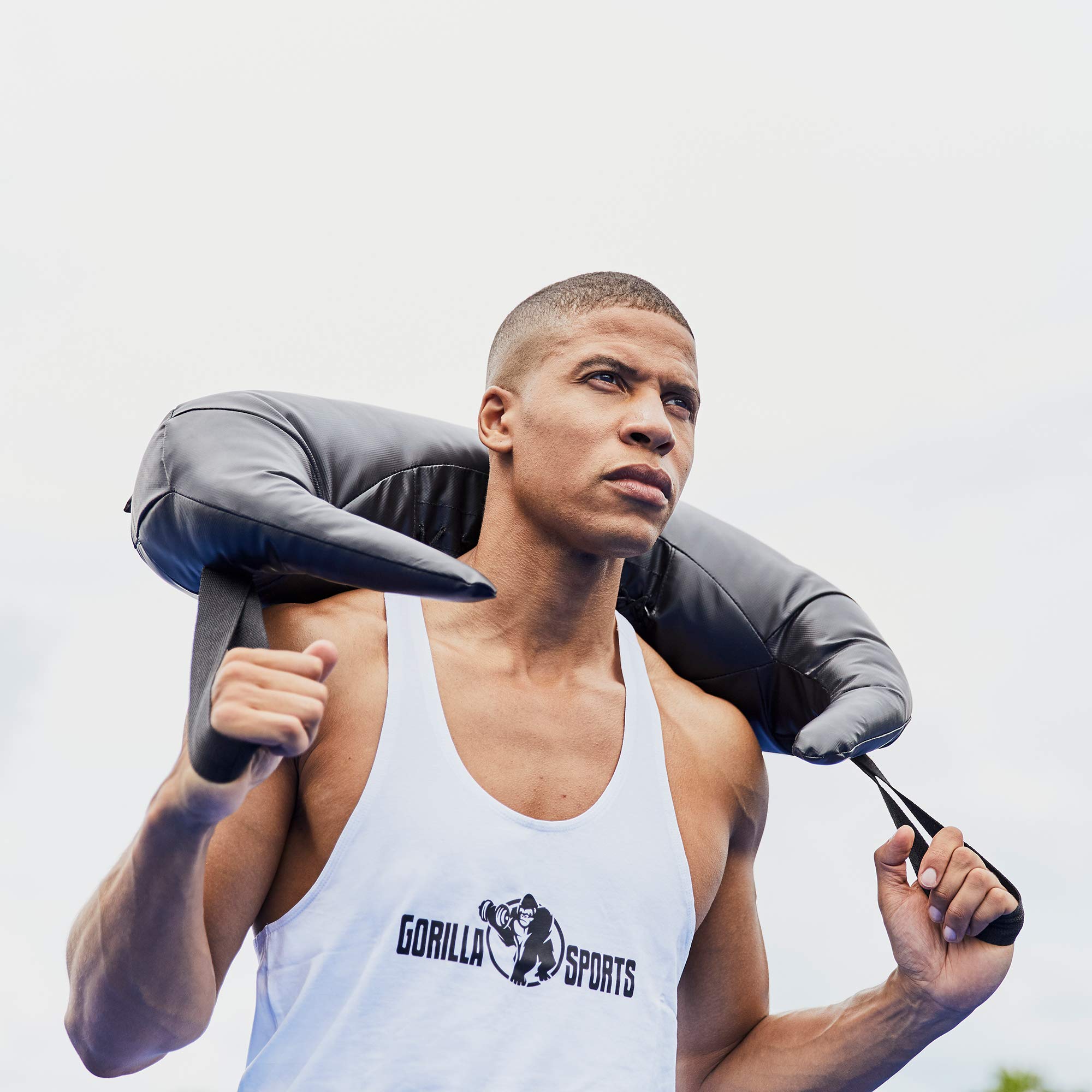 GORILLA SPORTS® Sacca Bulgara - Riempimento di Sabbia e Ghiaia d'Acciaio, Peso a Scelta (5, 8, 12, 17, 22,5 kg), Nero - Bulgarian Bag, Allenamento, Borsa Fitness, Sacco di Sabbia, Palestra