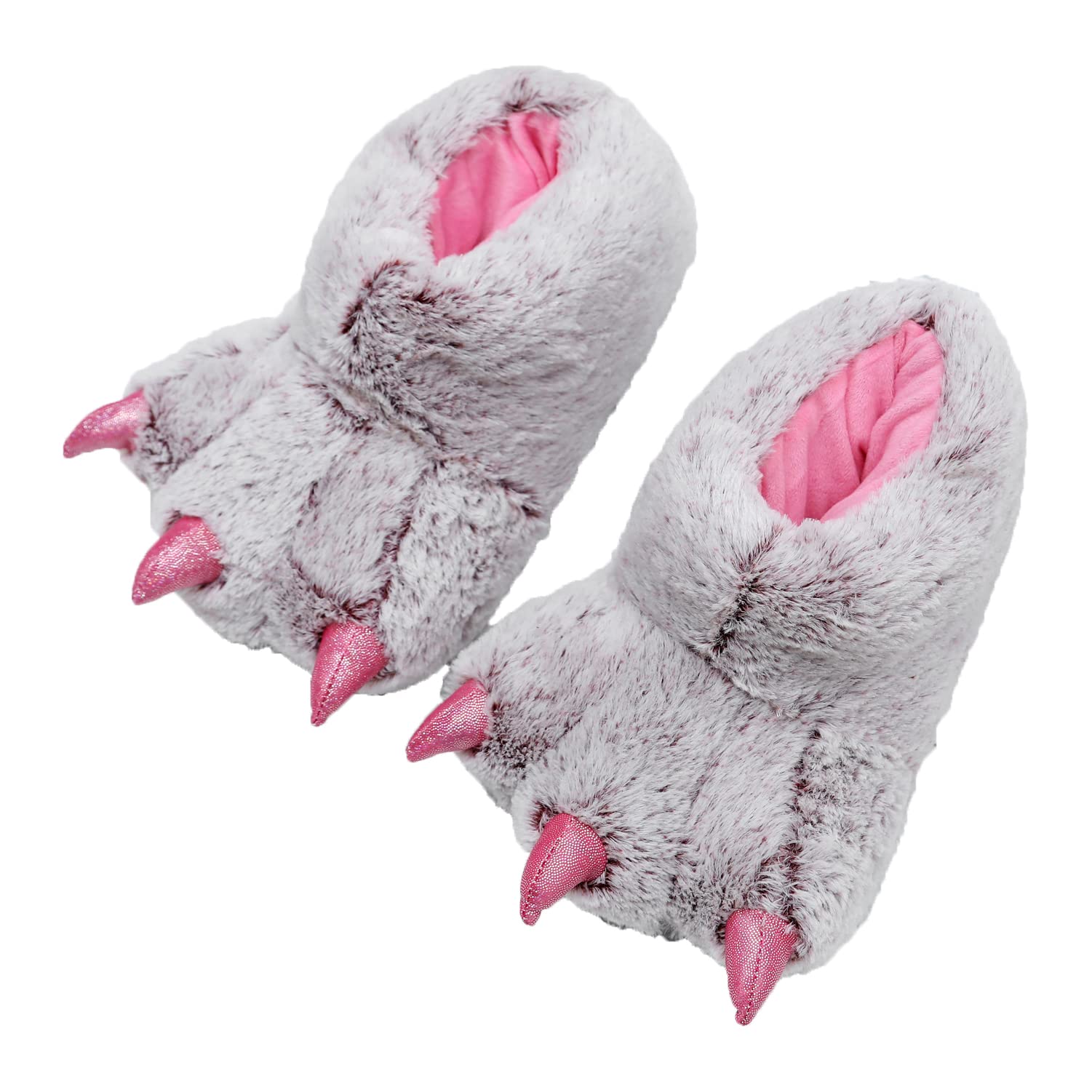 YESBOR Pantufas femininas de pelúcia com pés de monstro, fantasia de animal peludo, sapatos de garra de pata