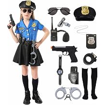 Kids Police Costume Girls Cop Halloween Costumes Police Officer Uniform Outfit with Policeman Accessories