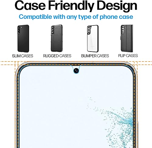 Miniatura 4 de Power Theory Protector de pantalla diseñado para Samsung Galaxy S22 5G, vidrio templado dureza 9H, kit de fácil instalación, 99% HD libre de