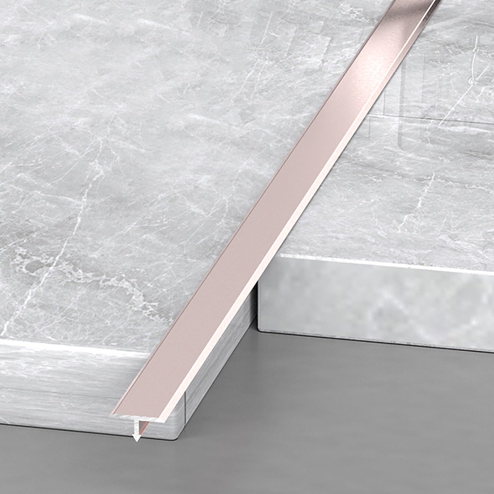 3pcs Aluminum T Molding Trim Floor Transition Strips Waterproof Door Threshold Seal Strip For Joining Gaps Laminate Planks Tiles(Rose Gold,1.5 * 270cm(3 * 90cm))