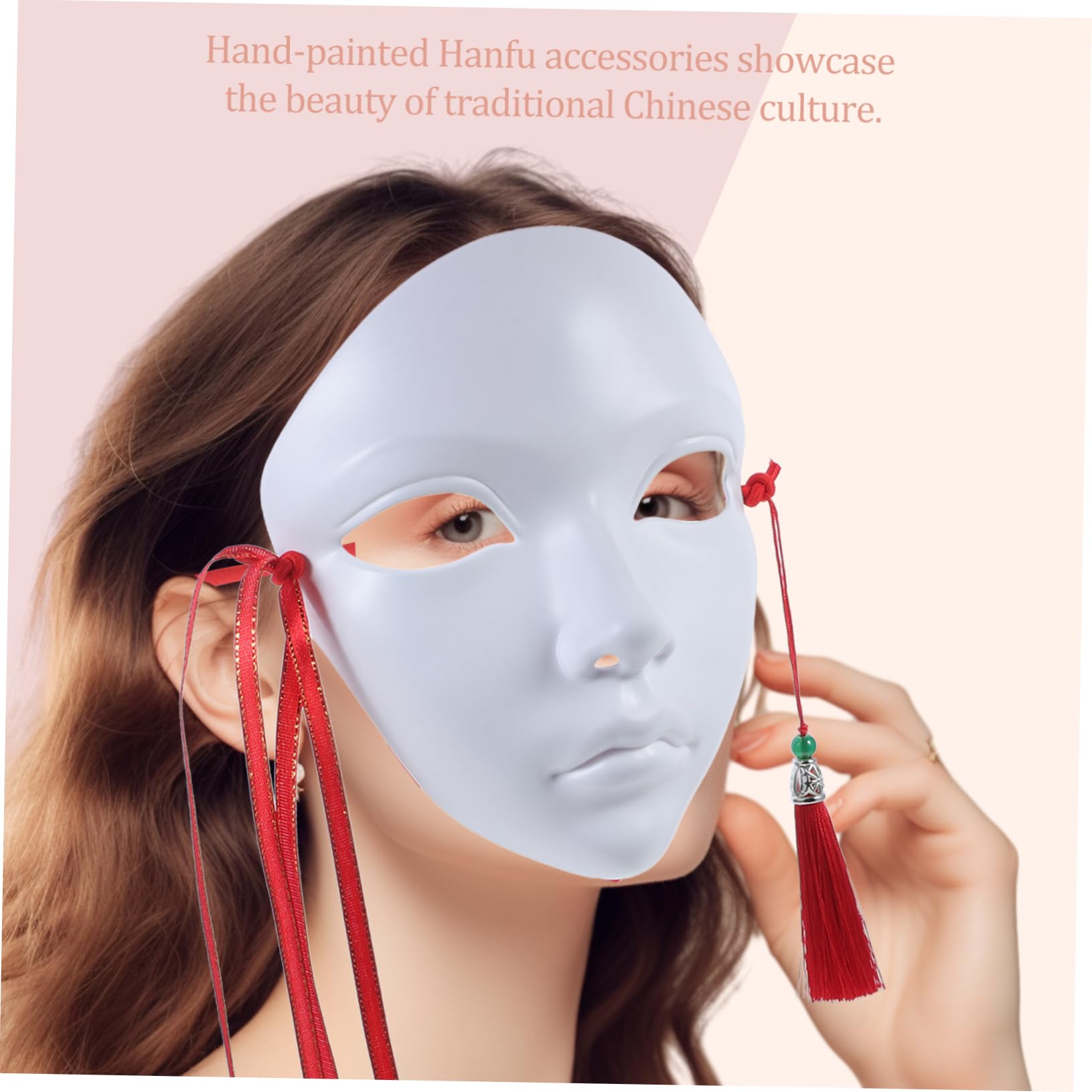 TOYANDONA Maschera in stile cinese mezza maschera bianca vuota per la festa di cosplay da colorare maschere da decorare maschere fatte a mano per adulti pp