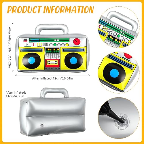 Miniatura 3 de Leitee 5 piezas de decoraciones de fiesta de los años 80 y 90, radio, Boombox, micrófonos para teléfono móvil, gafas, PVC, 80, 90, accesorios para