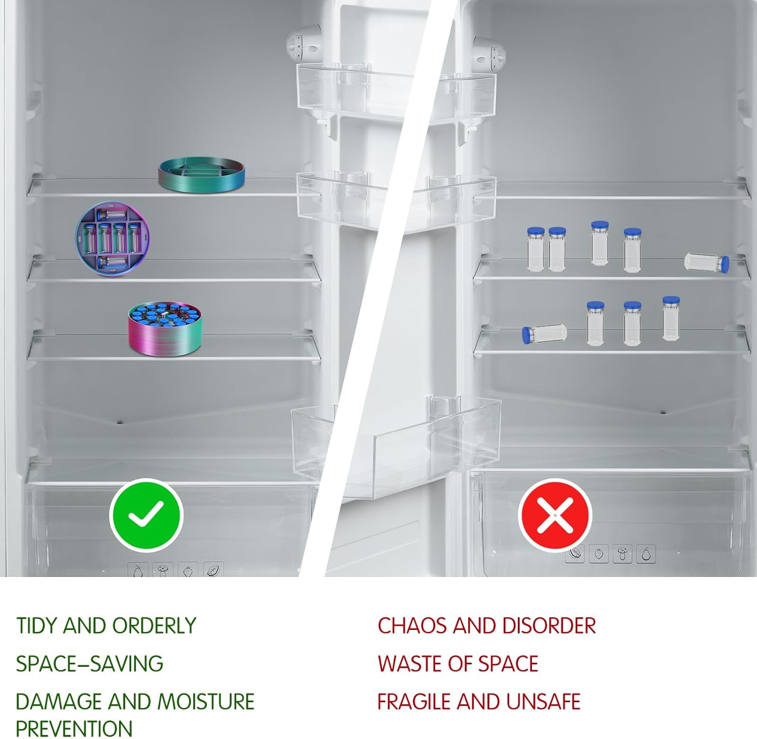 LemonRoad 3ml Vial Storage Inserts for 32oz Food Jar Peptide Case Insert Holds 48 Vials, 3 Piece Organizer Kit for Wellness, Travel, or Fridge Use (Gradient,1 Set)
